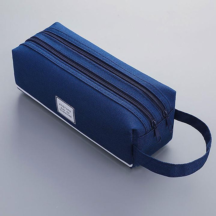 Hộp bút vải vuông 2 dây kéo - nhiều màu