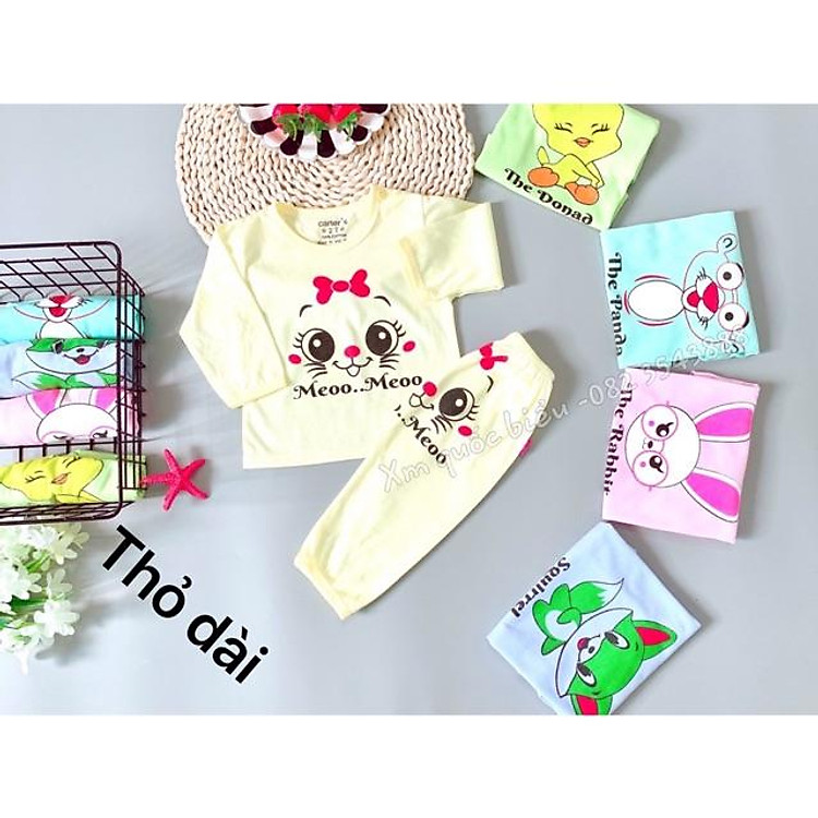 Bộ dài tay bé trai/ bé gái , combo 5 bộ 100% côtton size 3-14kg