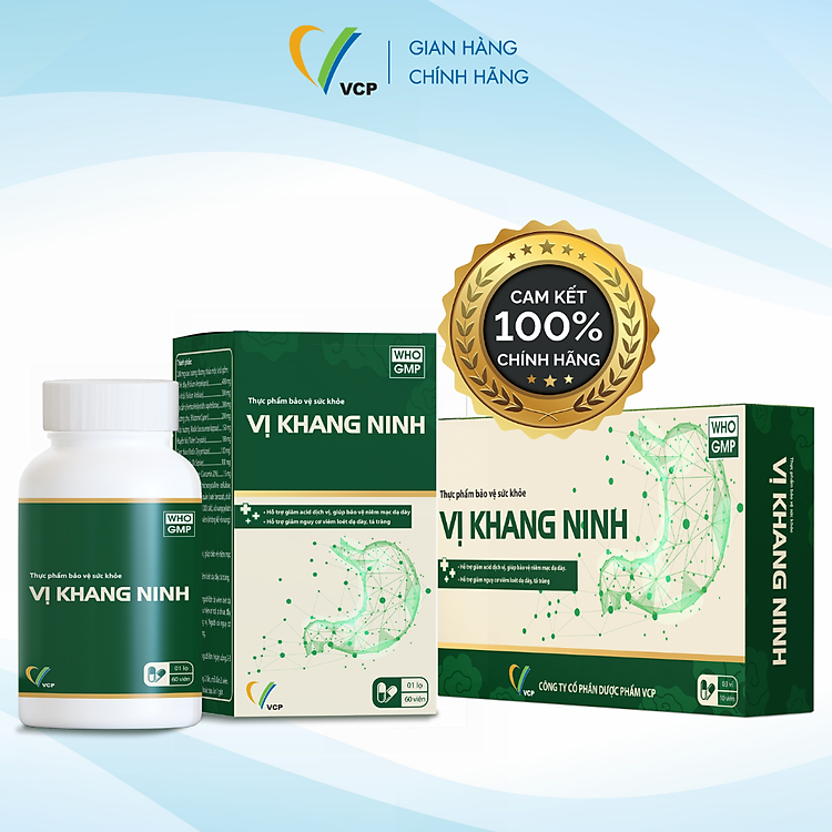 TPBVSK Viên Uống Dạ Dày Vị Khang Ninh - Hỗ trợ giảm acid dịch vị, giúp bảo vệ niêm mạc dạ dày - Hỗ trợ giảm nguy cơ viêm loét dạ dày tá tràng - Hộp 30 viên