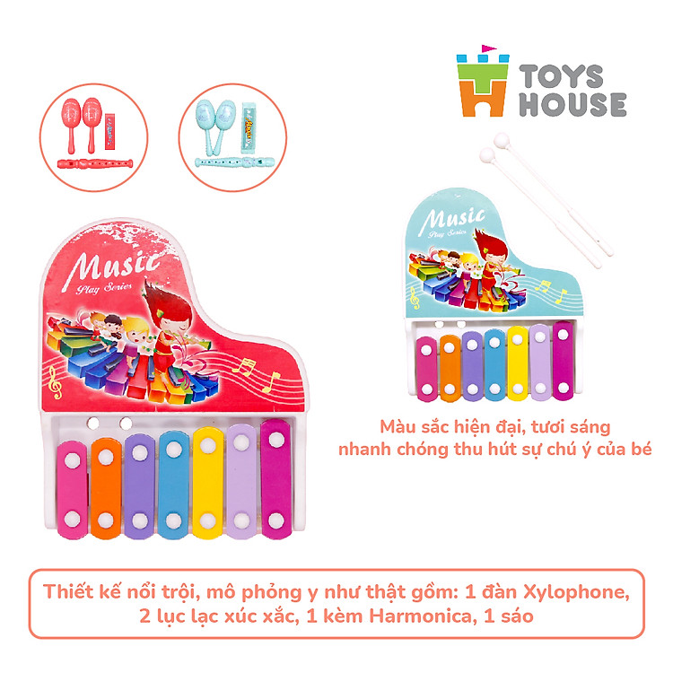 Đồ chơi âm nhạc Xylophone kèm sáo Chính hãng Giá rẻ - Hình ảnh 4