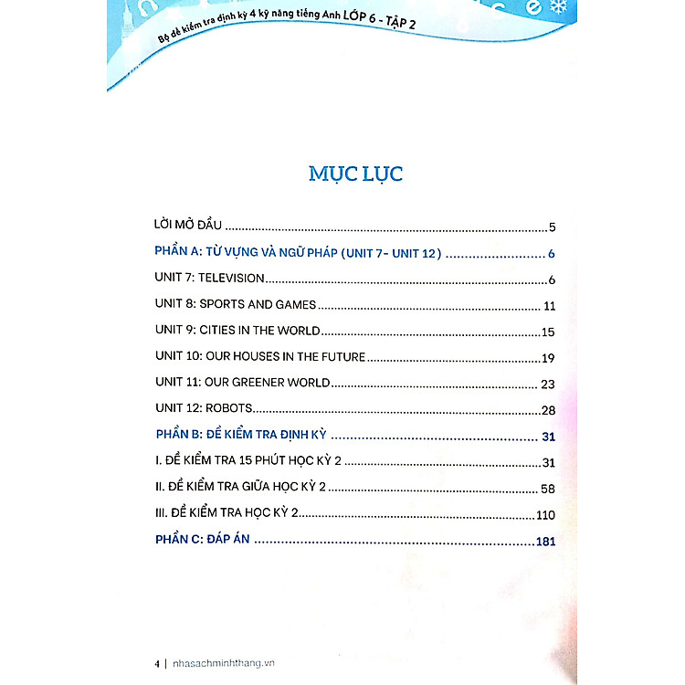 Global Success - Bộ Đề Kiểm Tra Định Kỳ 4 Kỹ Năng Tiếng Anh Lớp 6 - Tập 2 (Có Đáp Án) - Ảnh 7