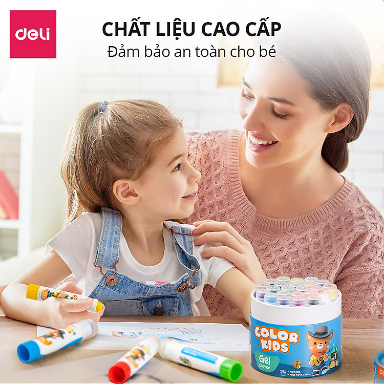 Bút Sáp Màu Dầu Lụa Gấu Con Deli (24 màu) - Ảnh 5