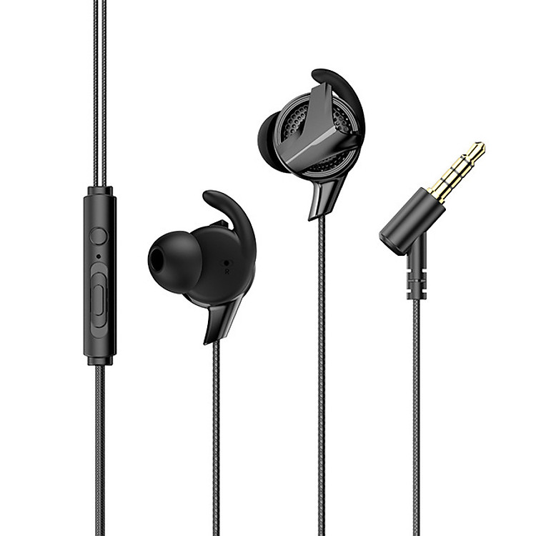 Tai nghe nhét tai hỗ trợ đàm thoại cho game thủ hiệu Baseus Gamo earphone H15 (thiết kế elbow, âm thanh Hifi surround, hỗ trợ gắn 2 micro) - Hàng chính hãng