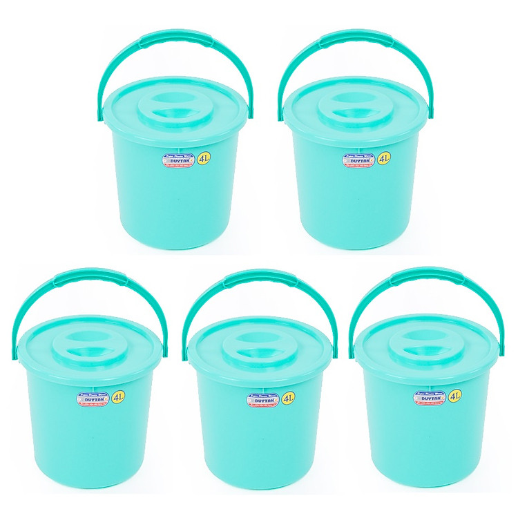 Combo 5 Xô nhựa có nắp Duy Tân, đựng gạo, nước, thực phẩm – Tùy chọn dung tích – Màu ngẫu nhiên