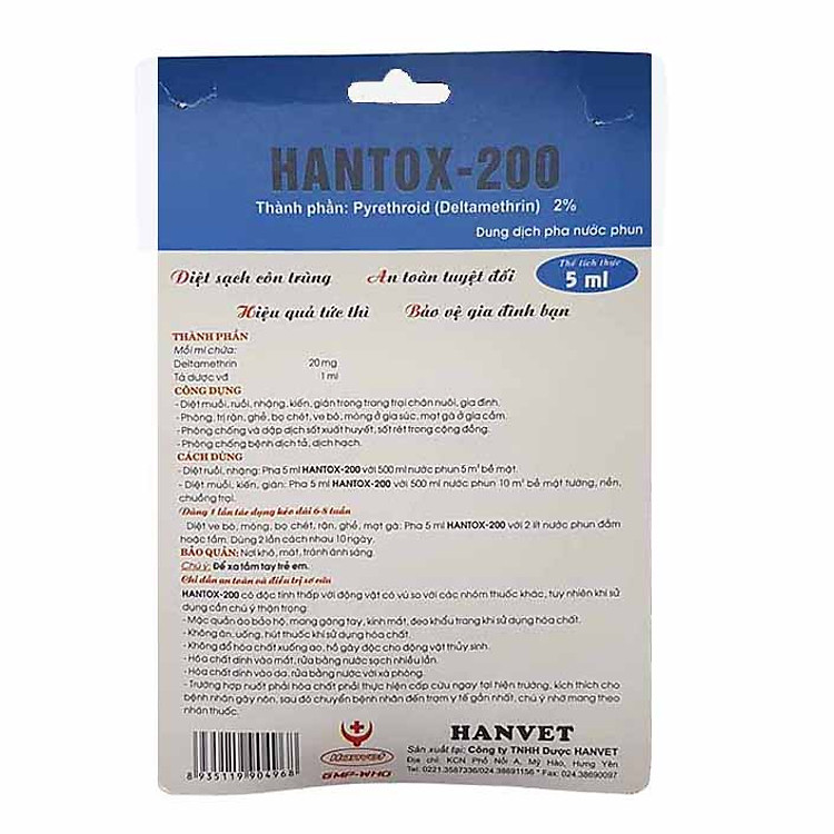 Dung dịch diệt kiến gián côn trùng Hanvet Hantox - 200 (5ml)