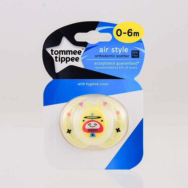 Ty ngậm thoáng khí cho bé Tommee Tippee 0-6 tháng (vỉ 1 cái) - AIR - Vàng