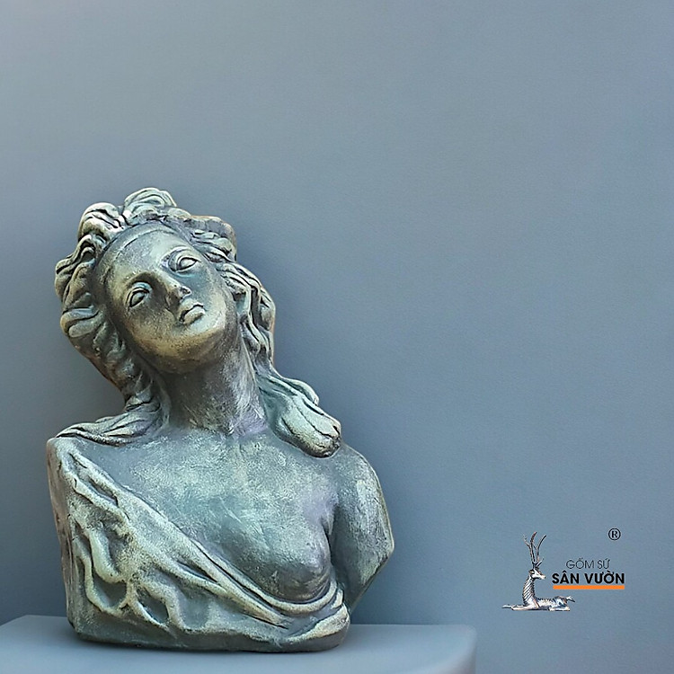 Tượng Bán Thân Nữ Thần (D30xH53) – Sơn WAX Giả Đồng