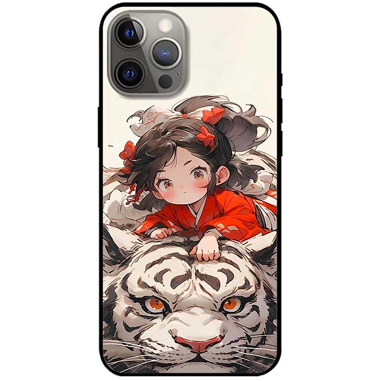 Ốp lưng cho IPhone 12 - 12 Pro - 12 Pro Max - 13 Mini - 13 - 13 Pro - 13 Pro Max - Cô Bé Và Hổ Trắng - Hàng Chính Hãng