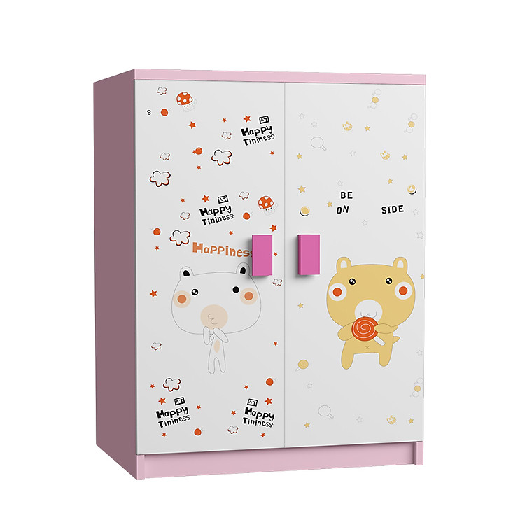 Tủ Đựng Quần Áo Bằng Gỗ Cao Cấp Dành Cho Bé Họa Tiết Happy F21 (60x50x80 Cm)