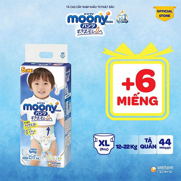 Tã quần Moony XL38+6 Nhập khẩu Nhật Chính hãng Giá tốt - Hình ảnh 2