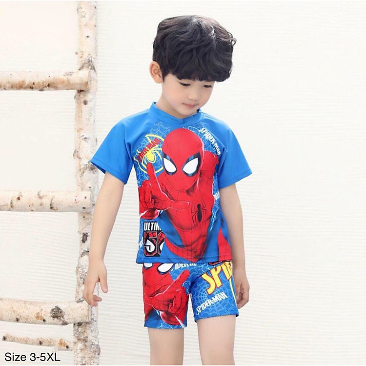 Bộ bơi size đại cho bé trai rời hình nhện chống nắng, cho bé 25-43kg