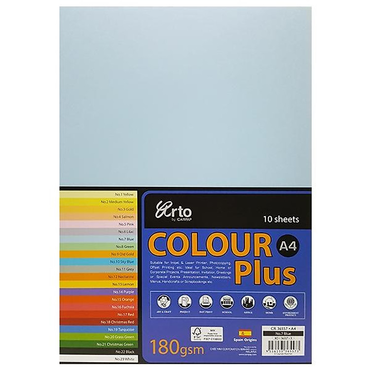 Tập Giấy Màu CAMPAP CR36557 (10 tờ, khổ A4)