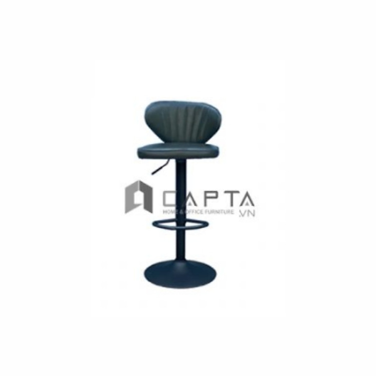 Ghế quầy bar vỏ sò CB2265A-F Nội thất Capta.vn Ghế bar nệm bọc PVC bóng màu xám có chân tăng giảm màu đen