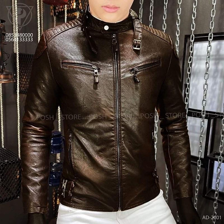 Áo khoác Da Nam Cao Cấp Cổ Tàu Mẫu mới Nhất 2021