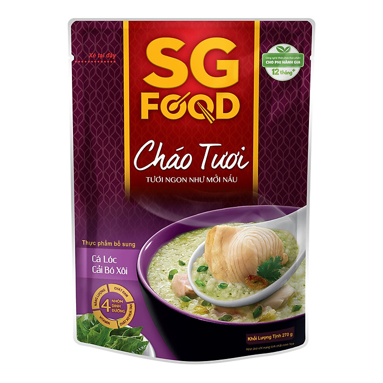 Cháo Tươi Cá Lóc Cải Bó Xôi SG Food (270g)