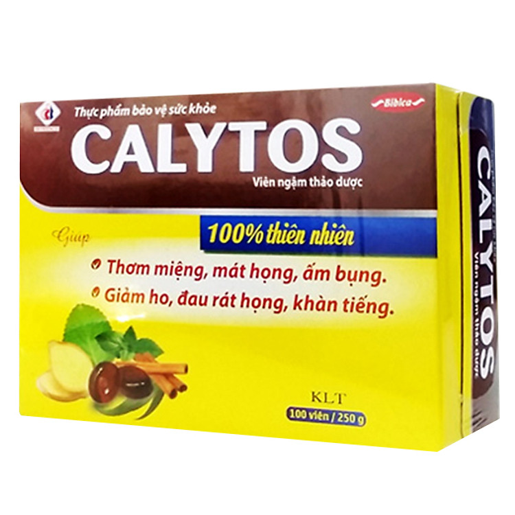 Thực Phẩm Chức Năng Kẹo Ngậm Thảo Dược Calytos Làm Dịu Cơn Ho, Khàn Tiếng 100% Thiên Nhiên Domesco (100 Viên / Hộp)