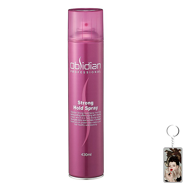 Gôm xịt tóc mềm Obsidian Strong Hold Spray Hàn Quốc 300ml tặng kèm móc khóa.