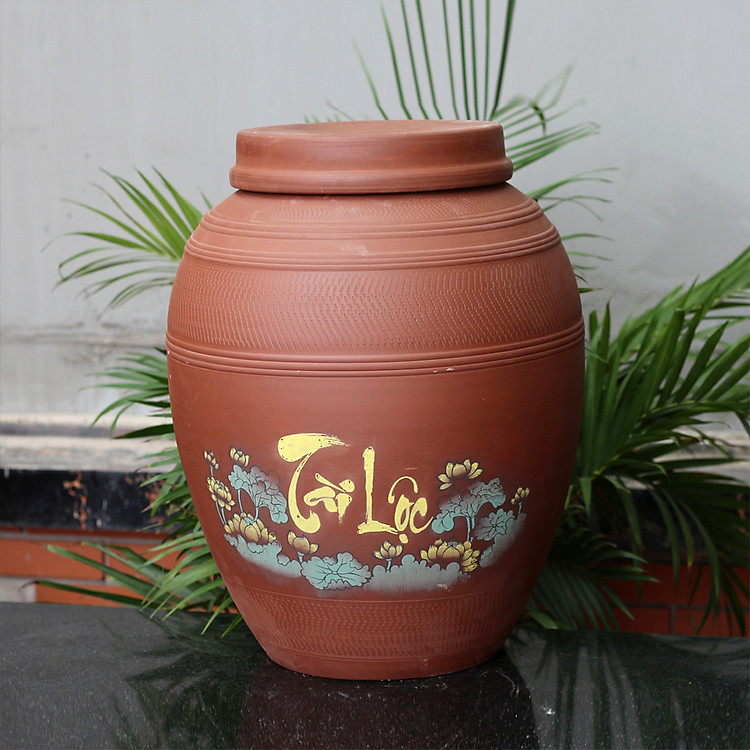 Chum sành Tài Lộc 50 lit gốm sứ Bát Tràng