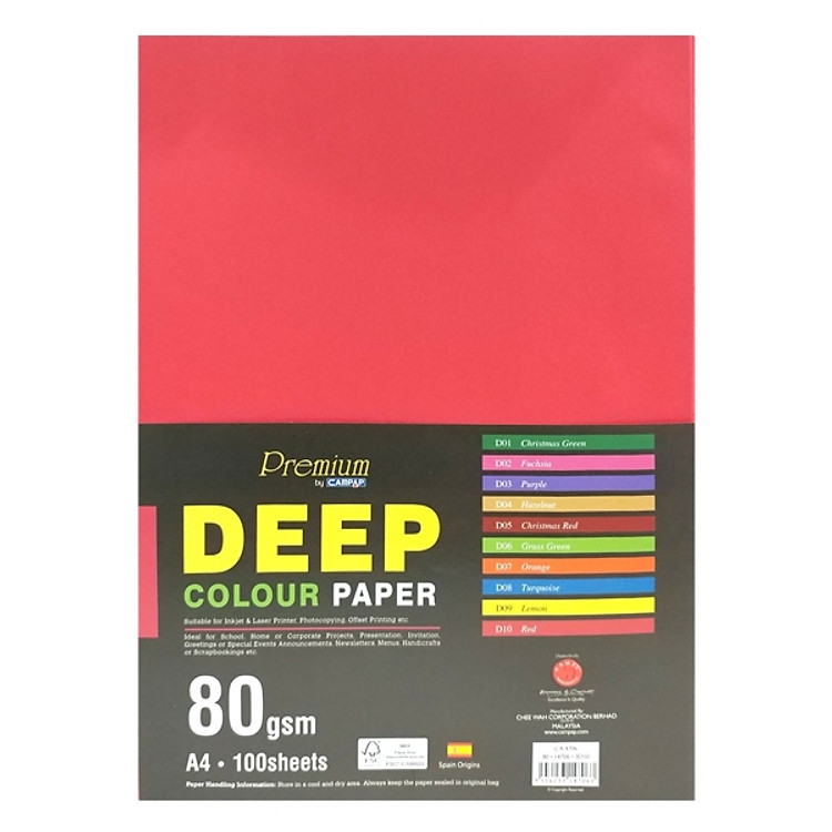 Tập Giấy Màu Campap A4 CA4706 - 80gsm - Màu Đỏ