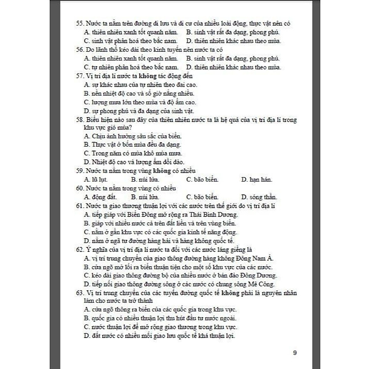 Trắc Nghiệm Địa Lí Lớp 12 - Ảnh 5