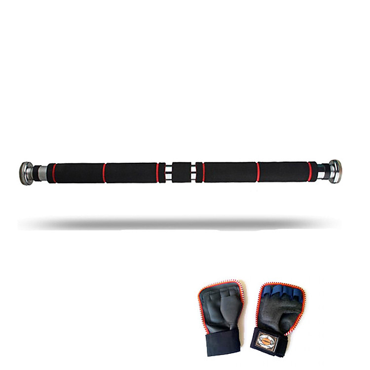 Bộ Xà Đơn Treo Tường Đen Đỏ 2019 + Găng tay tập xà