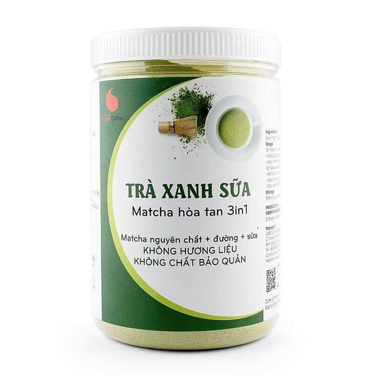 Bột trà xanh sữa 3in1, matcha xuất xứ Nhật Bản, hũ 550g, từ nhà sản xuất Light Coffee