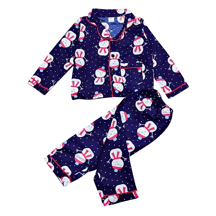 Set Pijama Dài Tay Cho Bé - Người Tuyết - Màu Xanh Dương