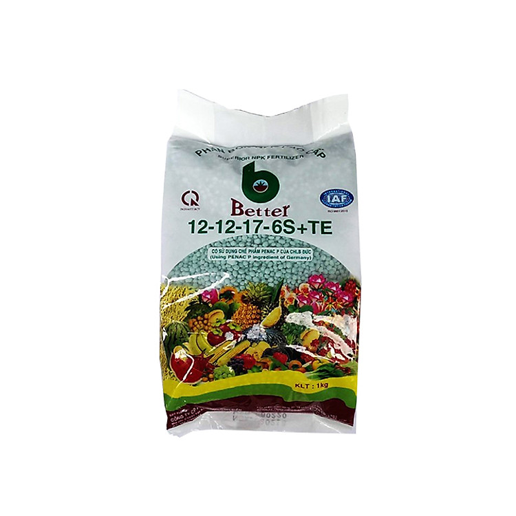 Phân bón Better xanh 12-12-17-6S (1kg/gói) | Chống rụng hoa và trái non | Chuyên dùng cho mọi loại cây