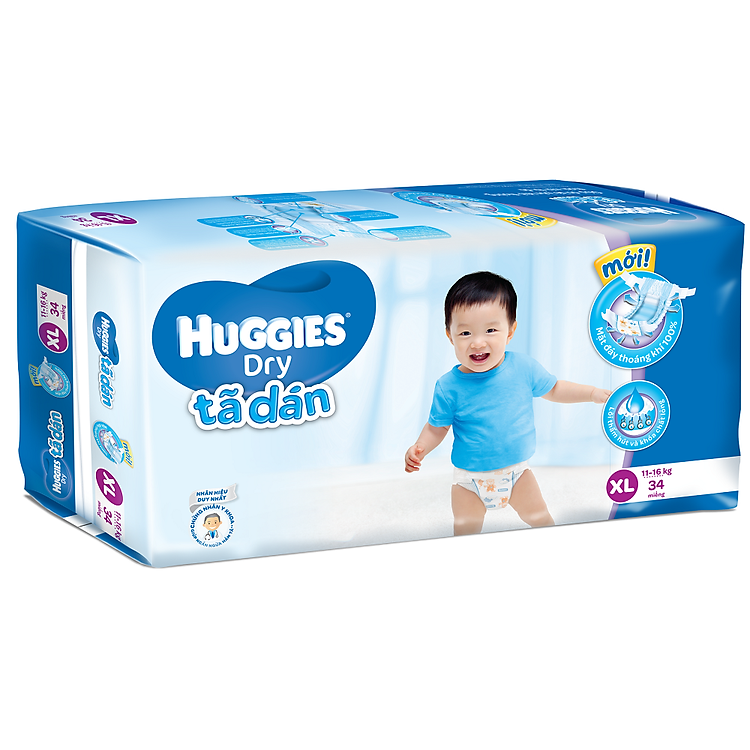Tã Dán Huggies Dry Gói Đại XL34 (34 Miếng)