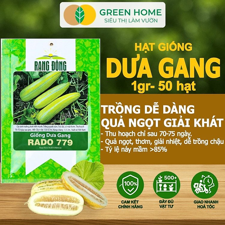 Hạt Giống Dưa Gang GreenHome, Gói 1gr~50 hạt, Dễ Trồng Quanh Năm, Nảy Mầm Cao, Thu Hoạch Nhanh, T04