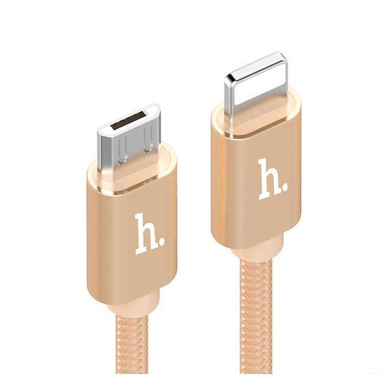 Cáp sạc siêu bền 2 đầu (Lightning và Micro USB) Hoco X2 dài 1m (Gold) - Hàng chính hãng