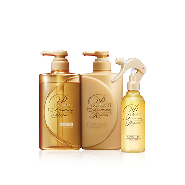 Bộ Ba Chăm Sóc Tóc Phục Hồi Ngăn Rụng Tóc Tsubaki Gội Xả (490ml/chai) + Xịt Dưỡng Tóc 220ml-95243