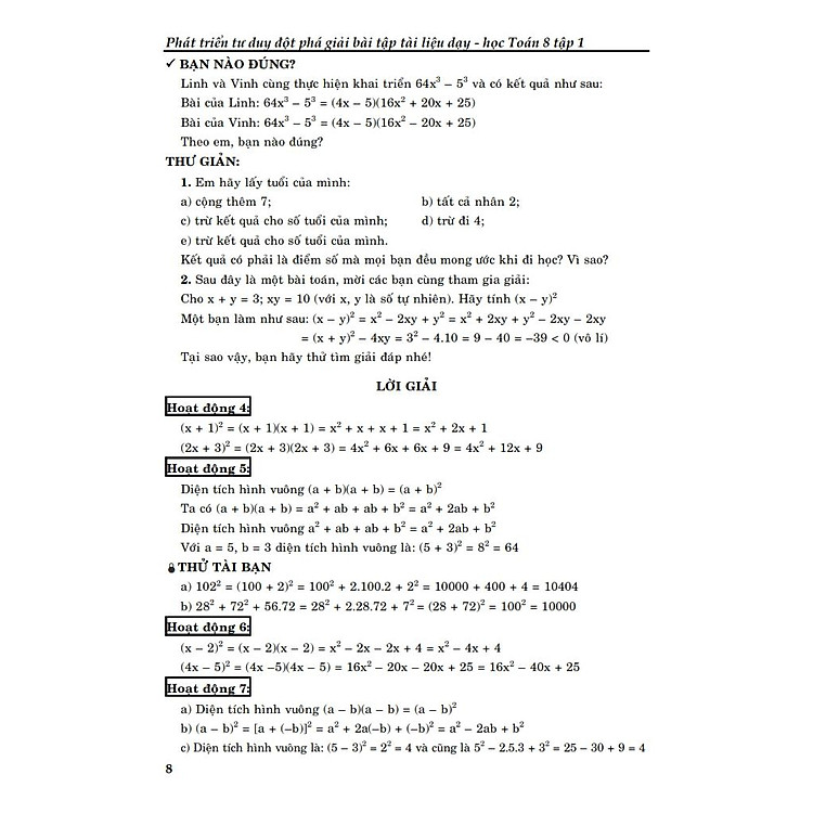 Phát Triển Tư Duy Đột Phá Giải Bài Tập Tài Liệu Dạy Và Học Toán - Lớp 8 (Tập 1) - Ảnh 7