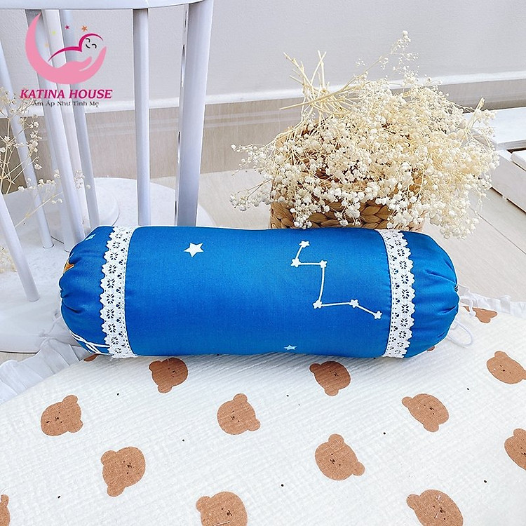 Gối ôm cho bé Katina House 40cm gòn lông vũ êm ái, vải Tencel mềm mát, phù hợp 0-1t