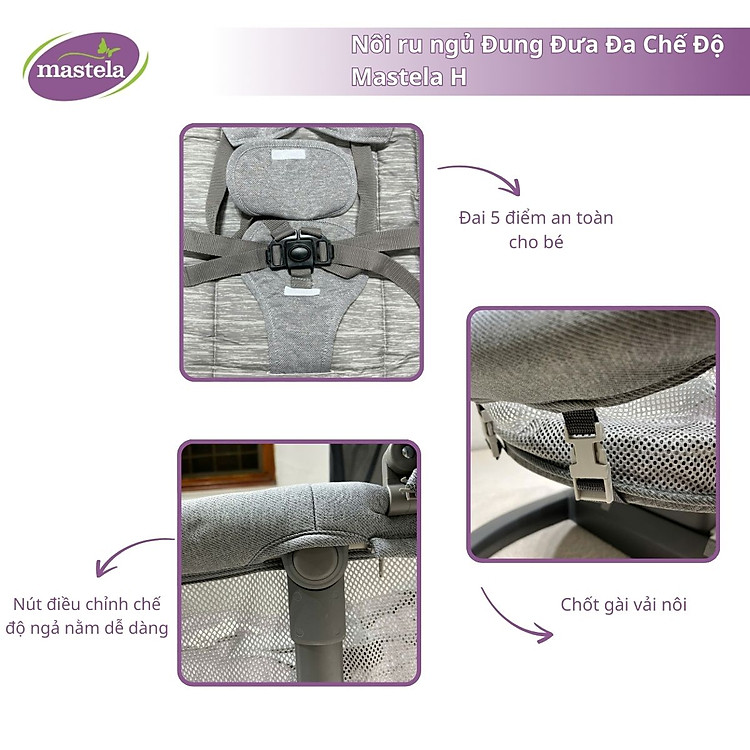 Nôi ru ngủ Đung Đưa Mastela H thông minh Chính hãng Giá rẻ - Hình ảnh 5