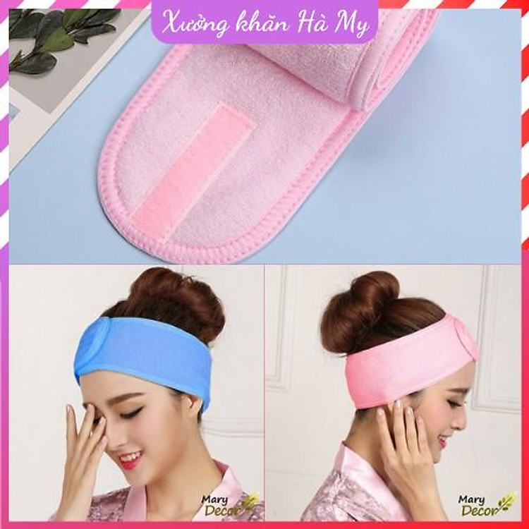 Băng đô quấn tóc spa HÀNG CHUẨN Băng đô dính nhám rửa mặt chất liệu lông cừu mềm mịn cao cấp
