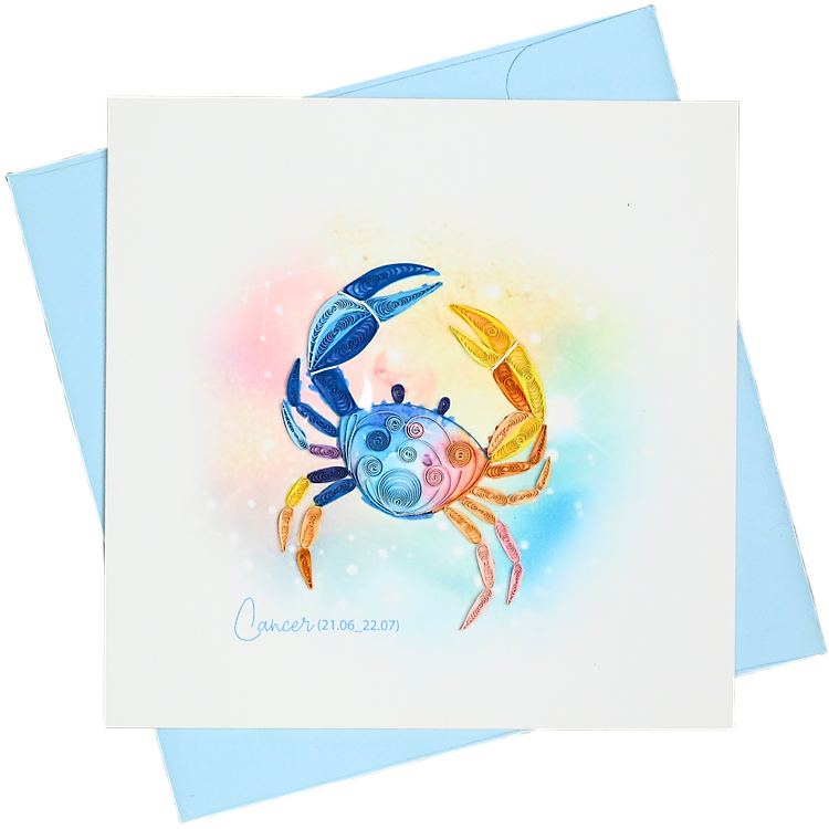 Thiệp Giấy Xoắn Nghệ Thuật - Chòm Sao Cự Giải - Cancer Constellation - Astrology - 15 x 15 - VN2XM115D28E1
