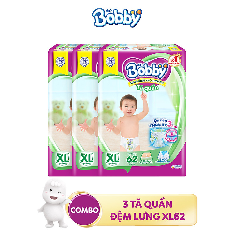 Mua Combo 3 Tã quần Bobby Siêu thoáng Chính hãng Giá tốt