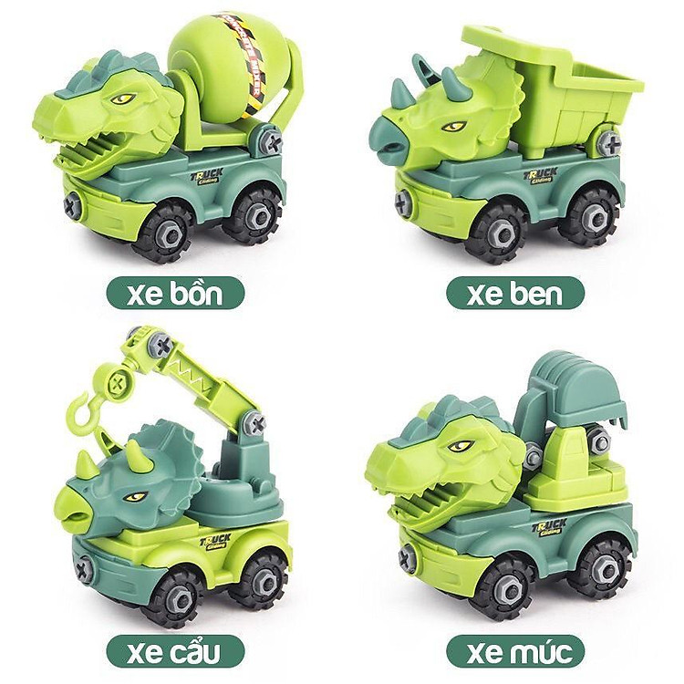 Bộ Lắp Ráp 4 Xe Khủng Long Chính hãng Tiết kiệm - Hình ảnh 2