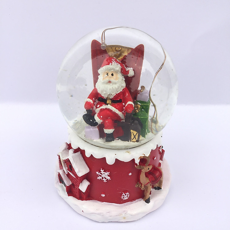 Quả cầu tuyết pha lê hộp âm nhạc 12x9x9cm trang trí Noel Giáng sinh Năm mới (Mẫu 7)