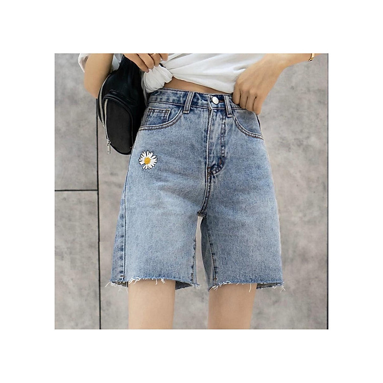 QUẦN SHORT JEAN NỮ NGỐ THÊU HOA CÚC - GV5277