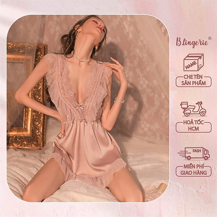 Váy Ngủ Cổ Chữ V Siêu Gợi Cảm - B.Lingerie