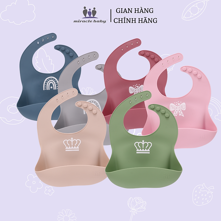 COMBO 2 Yếm ăn dặm silicon Miraclebaby Chính hãng Ưu đãi - Hình ảnh 4