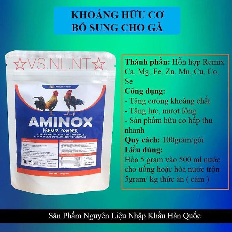 Khoáng Hữu Cơ Cho Gà Đá#AMINOX 100G .