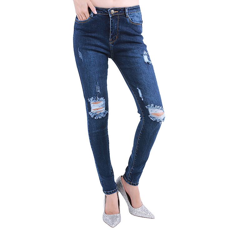 Quần Jeans Nữ Lưng Cao M02 - Xanh Vi Sinh