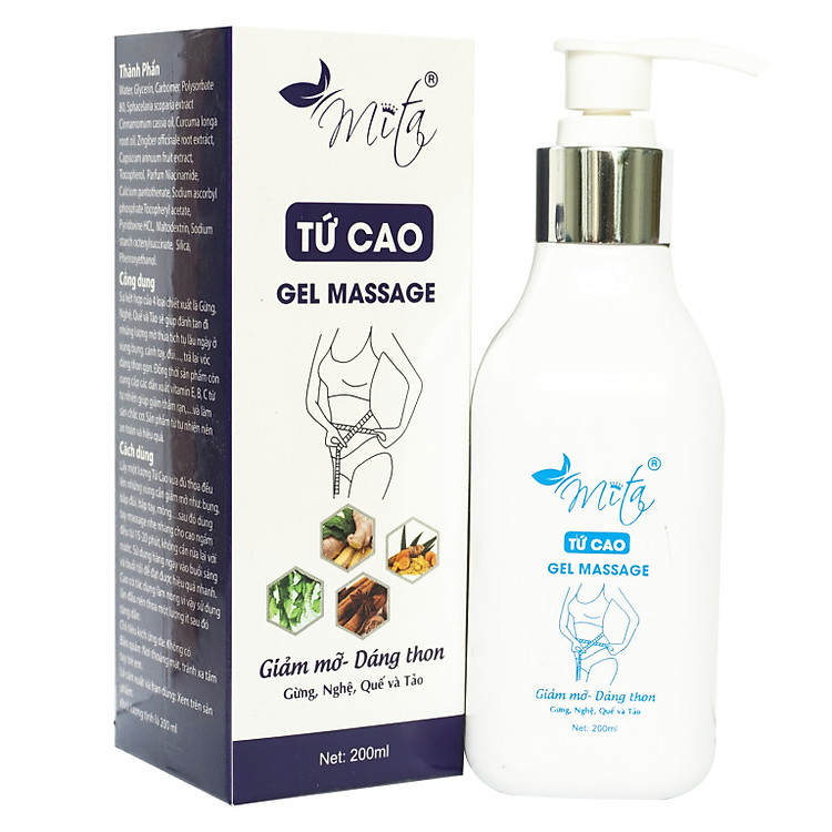 Gel massage hỗ trợ giảm mỡ thừa Tứ Cao MITA (200ml)