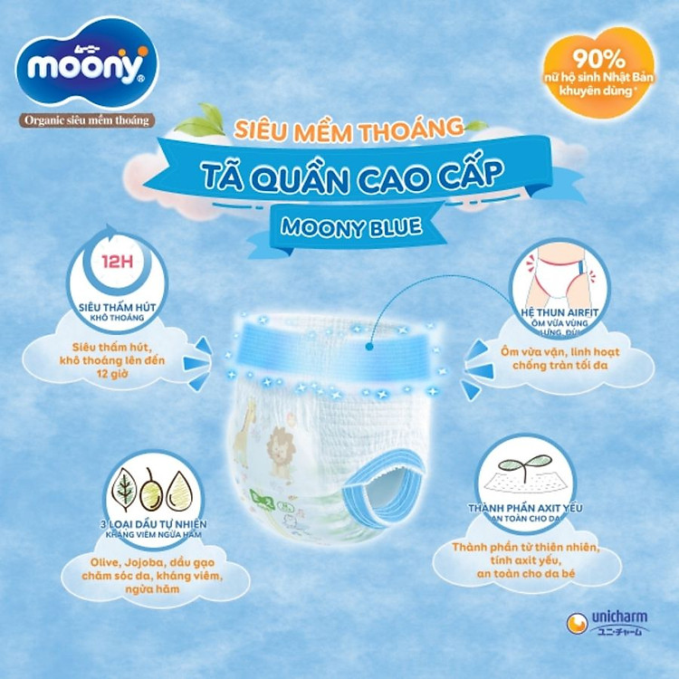 Mua Bỉm Moony Blue XL Combo 2 cho bé Giá tốt - Hình ảnh 5