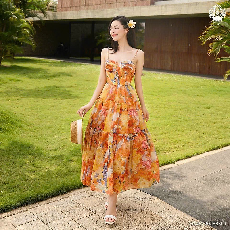 MAXI ĐAN DÂY LƯNG SIÊU XINH( CÓ MÚT NGỰC) MÀU Y HÌNH