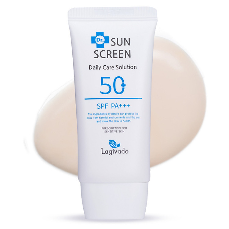 Kem Chống Nắng không gây nhờn rít dành cho da mụn, da nhạy cảm Hàn Quốc Dr. Lagivado giúp ngăn sạm da, giảm thâm nám với SPF 50 +/ PA+++ 50 gram