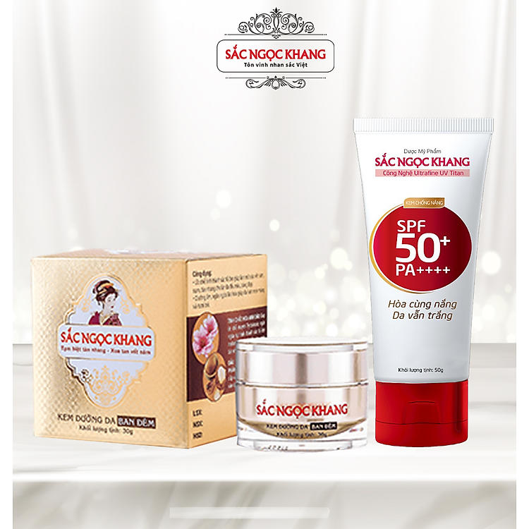 Bộ đôi dưỡng da và chống nắng: Kem dưỡng da ban đêm 30g và Kem chống nắng 50g (Sắc Ngọc Khang Official)